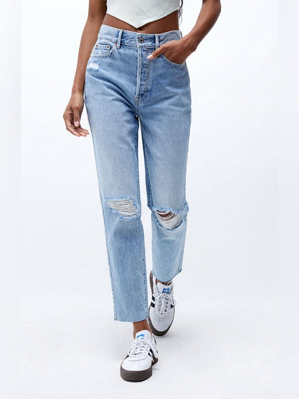 PACSUN Light Blue Ultra High Waisted Slim Fit Jeans